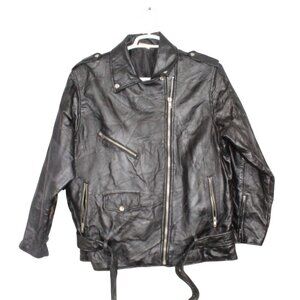 Vintage 90s Flight Path Black Stitch Pattern Motorcycle Biker Jacket Size XXL